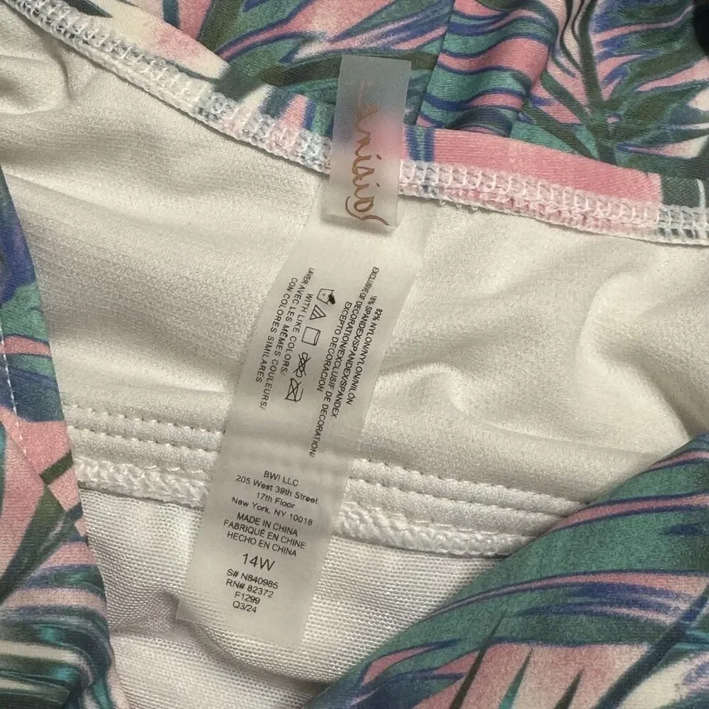 RAISINS CURVE Lucia Swim Dress 14W Floral Tummy Control Skater NWT